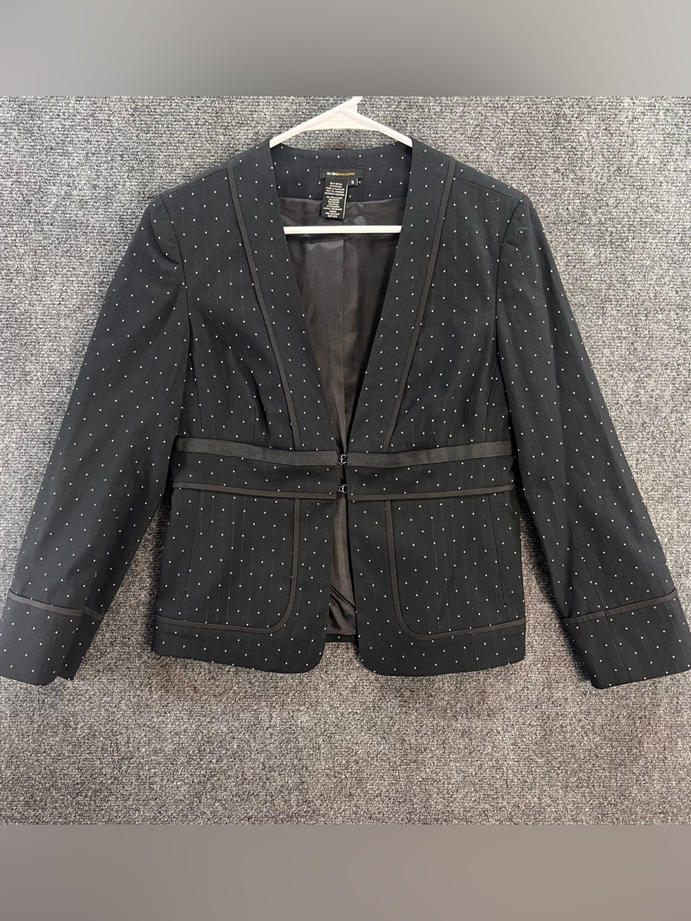 BCBG Maxazria Polka Dot Blazer/Jacket Sz S Black/White Career Feminine Office